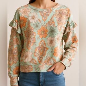 Astrid Made In Italy Floral Paisley Print Boho Top